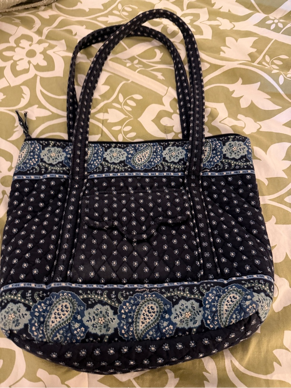 Vera Bradley Navy and Light Blue Quilted Paisley Tote